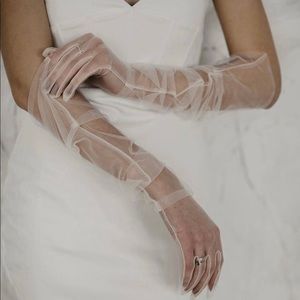 Long Tulle Bridal Gloves